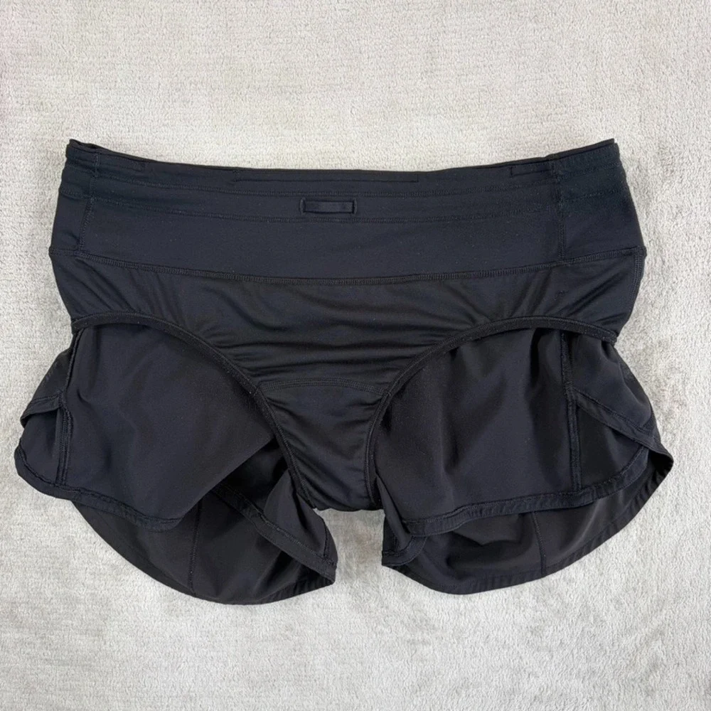 Lululemon Speed Up Short Long Lined Black Running Athletic Workout Women 8 Tall‎